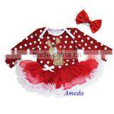 Baby Red Polka Dots Year of Horse Long Sleeves Bodysuit Pettiskirt and Headband NB-18M thumbnail-1