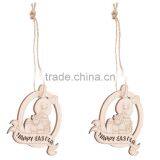 New Arrival Wood Cut Happy Easter Rabbit Wooden Tag Embellishment With String thumbnail-5