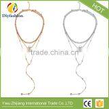 Whosales Crystal Pendant Three Layers of Pearl Collarbone Chain Necklace thumbnail-3