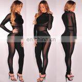 2016 Sexy Black Gauze Jumpsuits Long Sleeve Bandgae Jumpsuits Through Jumpsuits thumbnail-3