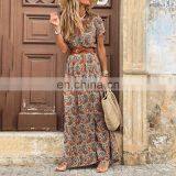 Hot Sale Vacation Summer Bohemian Style V-neck Floral Dress thumbnail-5