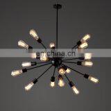 Vintage Large Chandelier 18 Lights Lobby Hanging Stick Mid Century Chandeliers Exposed