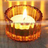 Hand Made Short Round Golden Outside and Different Colors Inside Whole Glass Candle Holder With Thick Wall and Bottom thumbnail-3