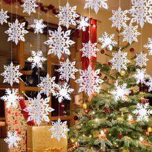 Hot Sale 6 Pcs/Set Custom Indoor Paper 3D Snowflake Hanging Christmas Ornaments For Decoration thumbnail-5