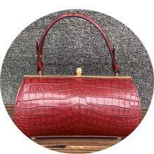 European And American Casual Cylindrical Handbag Horizontal Barrel-Shaped Leather Shoulder Bag Crocodile Leather Diagonal Bag Women thumbnail-4