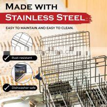 Stainless Steel Large Folding Grill Basket With Handle Basting Brush & A Portable Storage Bag Barbecue Grilling Basket thumbnail-3