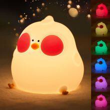 Led Cute Colorful Chicken Silicone Nursery Night Light Rechargeable Table Lamp Bedside Lamp With Touch Sensor For Bedrooms thumbnail-2