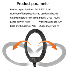 Kytuwy 22inch Lamp Selfie Led Ring Fill Light With Tripod Stand 22 Inch Photographic Ringlight 3 Phone Holders Custom Video thumbnail-5