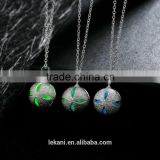 Green ball beaded necklace wholesale with glow crystal stone pendants                        
                                                Quality Choice