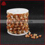 Gemstone Bead Chain Round Red Agate Bead Necklace Chain Wire Bracelet Chain Jewelry Making thumbnail-3