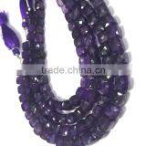 WHOLESALE LOT NATURAL AMETHYST APPROX 7X7-8X8MM BOX FACETED LOOSE BEADS thumbnail-6