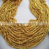 NATURAL GOLDEN PYRITE 3-4MM ROUNDEL FACETED LOOSE BEADS STRAND thumbnail-3