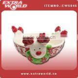Handpainting Ceramic Christmas Reindeer Candy and Cookie Bowl
