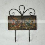 13B485 Decorative Birds Design Iron Metal Type Double Wall Hooks