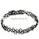 Black Plastic Line Braided Golden Beads Fake Tattoo Necklace for Girls thumbnail-2
