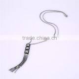 Real 18k Light Gold Plated Fashion 3 Square Design CZ Diamond With Tassels Long Chains Necklaces for Women Girls Jewelry thumbnail-2