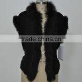 Women Fashion Knitted Real Raccoon Fur Vest LK16F013 thumbnail-1