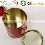 Fashion Colored Printed Tin Cookie Biscuit Food Packaging Box Round Metal Box With Handle thumbnail-4