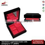 Black Lacquer Luxury Antique Wholesale Wooden Jewelry Box With Mirror thumbnail-3