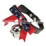 Dogs Puppy Cat Adjustable PU Leather Pet Collar With Bell Bowknot Neck Strap thumbnail-4