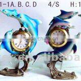 Bule Dolphins Metal Clock Craft LFZ001