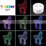 3D Optical Illusion Horse Night Lamp Night Light 10 Colorful LEDs Ultra-thin Acrylic Light Panel AA Battery or DC 5V