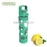 2016 New Glass Water Bottle With Silicone Rubber With Plastic Lid With Handle thumbnail-2