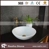 Polished Round White Marble Basin thumbnail-1