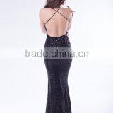 Latest Design New Fashion Full Sequin Floor Length Long Night Dress Sexy Black Gown thumbnail-3