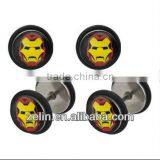 316l Surgical Steel Logo Iron Man Fake Ear Plug Body Jewelry thumbnail-1