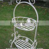 Antique White Wrought Irons 2-Tier Basket Unit thumbnail-2