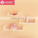 Eco-friendly Furniture Laminate Floating U Shelves Set of 3 Pieces Wood Wall Display Mount Shelf for Home Decoration thumbnail-3