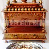 Hand Painted Copper Finish Wooden Temple With 2 Drawers thumbnail-5