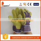 DDSAFETY 2017 Yellow Cow Split Leather Gloves Stripe Cotton Back Safety Gloves thumbnail-1