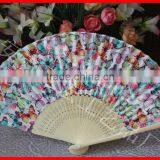 Popular Gift Bamboo Hand Fan With Fabric thumbnail-1