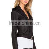 Latest Women Black Classic Fashion Moto Jacket Cheap Price thumbnail-3