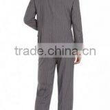 Grey And White Striped Wool 2-Button Suit With Pleated Front Pants (SHT1115) thumbnail-2