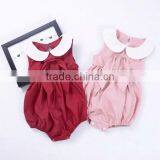 Gingham Design Newborn Baby Romper Wholesale Infant Girls Ruffle Sleeve Bodysuit Baby Cotton Clothes thumbnail-4
