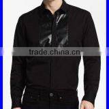 Hot Fashion Men's Casual Suede Black Solid Color Shirt thumbnail-1