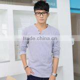 Customized Men Long Sleeve V-neck T-shirt for Wholesale thumbnail-1