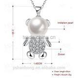 Fashion 925 Silver Wholesale Pearl Bear Necklace thumbnail-2