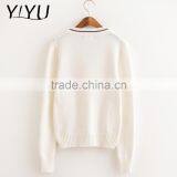 Korea Style Girl White Sweet V-neck High School Uniform Pullover Sweater thumbnail-4