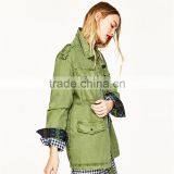 2017 OEM New Design Stylish Forest Green Spread Collar Jacket thumbnail-4