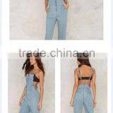 Women's Summer Casual Fashion Front Zipper Straps Denim Jeans Short Suspender Bib Overalls thumbnail-2
