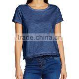 2016 Ladies Thin O-neck Blank t Shirt With Lace Hem thumbnail-6