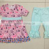 2017 Wholesale Children's Boutique Clothing Baby Clothes Girls Fall Plain Ruffle Outfits thumbnail-3