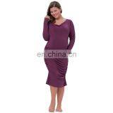 Kate Kasin Comfortable Long Sleeve Cotton Hips-Wrapped Bodycon Pencil Dress Pregnant Woman Dress Maternity Dress KK000615-1 thumbnail-2