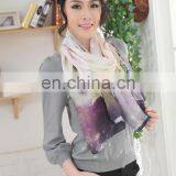 New Women's Purple Color Digital Printed SIlk Scarf