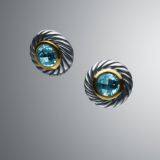 Gold Plated 925 Silver BlueTopaz Color Classics Earrings(E-018)