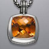 Sterling Silver Jewelry 17mm Citrine Albion Pendant(P-040)